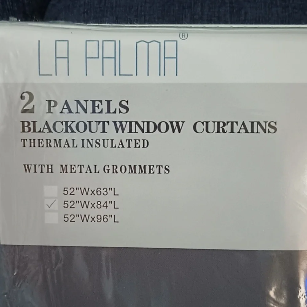 La Palma Gray Thermal Insulated Black Out Curtains 2 panels NWT